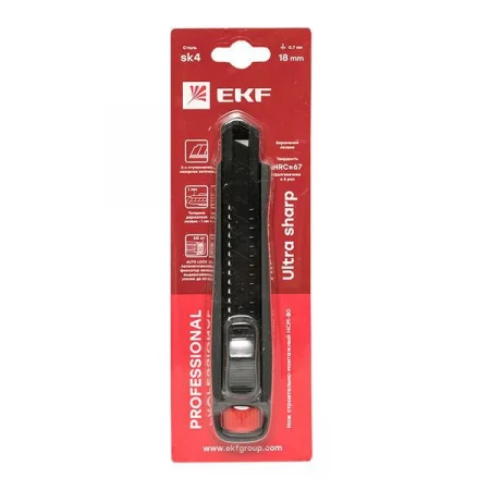 Нож строительно-монтажный 18мм НСМ-80 (SK4) Heavy Duty (до 60кг) Professional EKF 