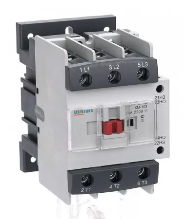 Контактор КМ-103 80А кат. 220В AC 1НО+1НЗ AC-3 DEKraft 