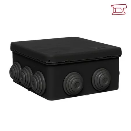 Коробка распределительная КМР-030-014 100х100х50 IP55 с крышкой 10 мембранных вводов черн. розн. стикер EKF 
