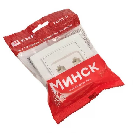 Розетка компьютерная + телефонная 2-м СП Минск RJ45 + Phone бел. Basic EKF 