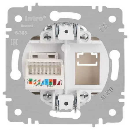 Розетка компьютерная 1-м СП Accent 6-303-05 RJ45 IP20 антрацит Intro 