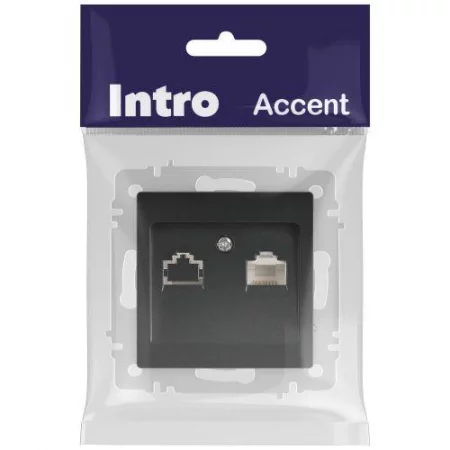 Розетка компьютерная 1-м СП Accent 6-303-05 RJ45 IP20 антрацит Intro 