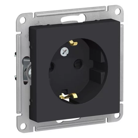 Розетка 1-м СП AtlasDesign 16А IP20 с заземл. защ. шторки механизм карбон SE 