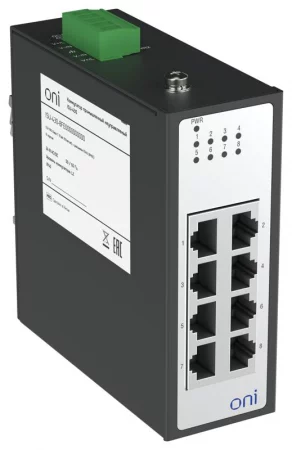 Коммутатор промышленный неуправляемый ISU-430 Ethernet 8 портов 10/100BaseT разъем RJ45 24В AC/12/24/48В DC с резервированием ONI 