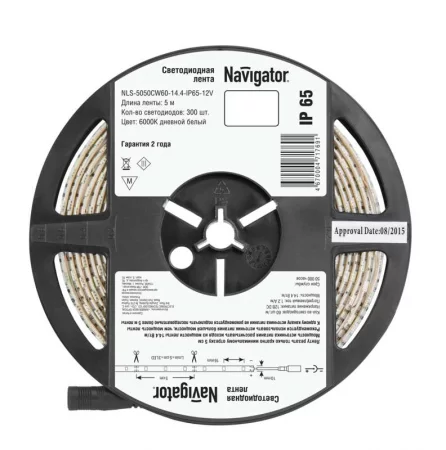 Лента светодиодная 71 769 NLS-5050CW60-14.4-IP65-12V R5 14.4Вт/м (уп.5м) Navigator 