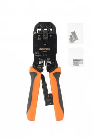 Инструмент HT-2008AR обжимной для RJ45 RJ12 RJ11 (8P8C 6P6C 4P4C) проф. с храповым механизмом Hyperline 
