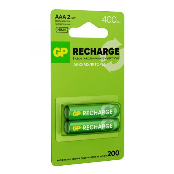 Аккумулятор AAA/HR03 RECHARGE 1.2В 400мА.ч 40AAAHCV-2CRSBC2 16/96 (блист.2шт) GP 