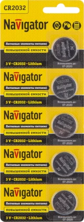 Элемент питания литиевый CR2032 94 765 NBT-CR2032-BP5 (блист.5шт) Navigator 