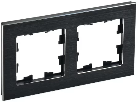 Рамка 2-м BRITE РУ-2-1-БрЧ металл черн. IEK 