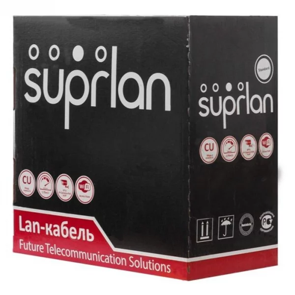 Кабель витая пара U/UTP кат.5E 4х2х24AWG solid Cu PE Outdoor Standart черн. (м) SUPRLAN 