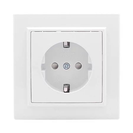 Розетка 1-м СП Минск 16А IP20 с заземл. защ. шторки бел. Basic EKF 