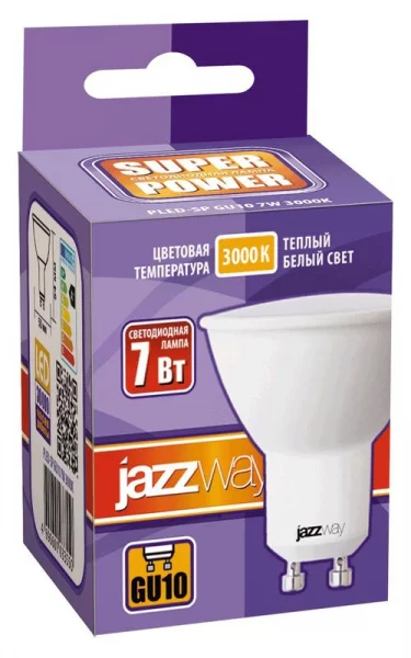Лампа светодиодная PLED-SP 7Вт PAR16 3000К тепл. бел. GU10 520лм 230В JazzWay 