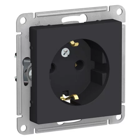 Розетка 1-м СП AtlasDesign 16А IP20 с заземл. механизм карбон SE 