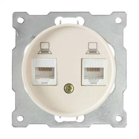Механизм розетки комп. 2-м СП Florence RJ45 кат.5e беж. 1E20901301 OneKeyElectro 