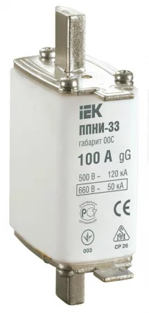 Вставка плавкая ППНИ-33 100А габарит 00С IEK 