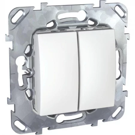 Механизм переключателя 2-кл. СП Unica 10А IP20 (2х(сх. 6)) бел. SchE 