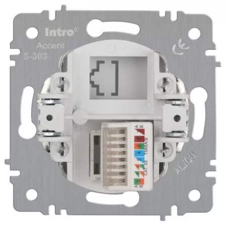 Розетка компьютерная 1-м СП Accent 6-303-01 RJ45 IP20 бел. Intro 
