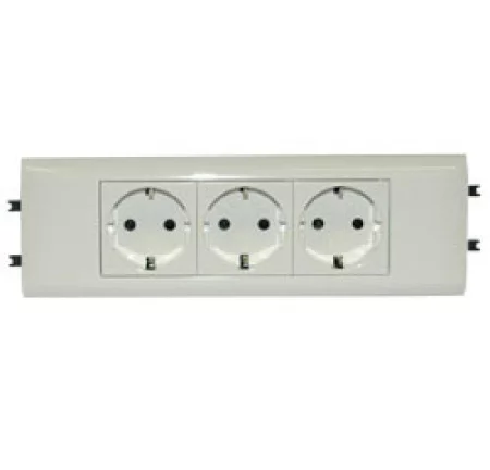 Розетка 3-м СП 6мод. Mosaic 16А IP40 3х2P+E с заземл. безвинт. клеммы с суппортом для кабель-канала DLP механизм бел. Leg 
