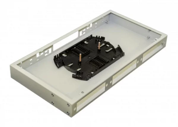 Бокс FO-19R-1U-3хSLT-W140H42-24UN-GY оптич. универсальн. 19 дюйм от 8 до 24 портов (SC duplex LC; ST; FC) со сплайс пластиной; без пигтейлов и проходных адаптеров; 1U; сер. Hyperline 