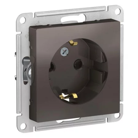 Розетка 1-м СП AtlasDesign 16А IP20 с заземл. защ. шторки механизм мокко SE 