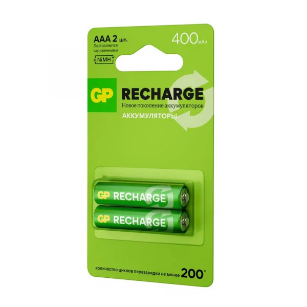 Аккумулятор AAA/HR03 RECHARGE 1.2В 400мА.ч 40AAAHCV-2CRSBC2 16/96 (блист.2шт) GP 