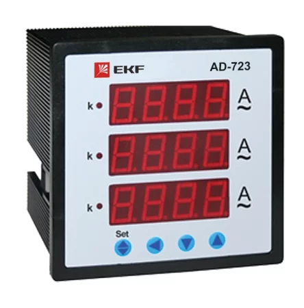 Амперметр цифровой AD-723 3ф на панель 72х72 EKF 