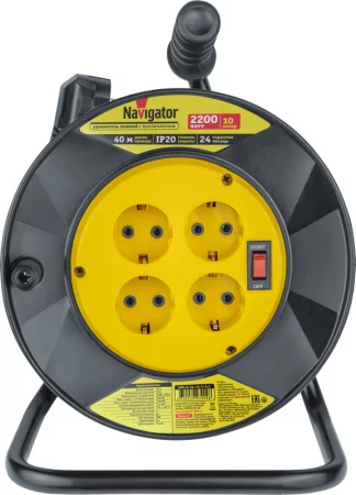 Удлинитель на катушке 4х40м с заземл. 93 909 NPE-R-04-40-E-3х1 NAVIGATOR 