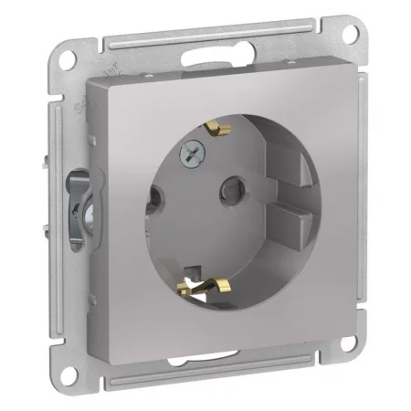 Розетка 1-м СП AtlasDesign 16А IP20 с заземл. защ. шторки механизм алюм. SE 