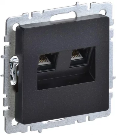 Розетка компьютерная двойн. СП RJ45 кат.5E BRITE РК10-2-БрЧ механизм черн. IEK 