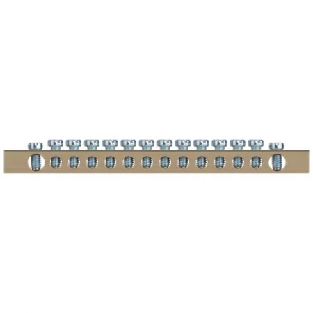Шина NO-122-06 PEN "земля-ноль" 6х9мм 14/2 с креплениями по краям латунь ЭРА 