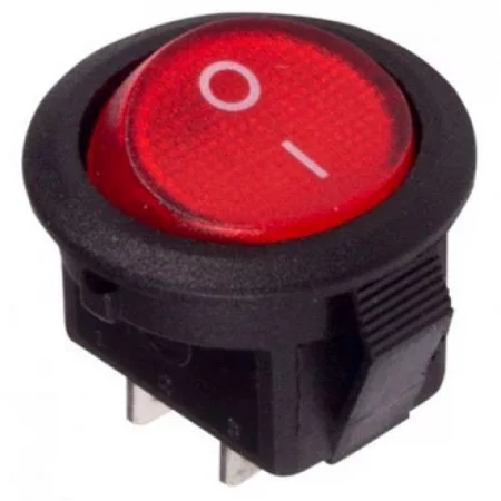 Выключатель клавишный круглый 250В 3А (2с) ON-OFF Micro RWB-105 SC-214 красн. Rexant 