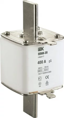 Вставка плавкая ППНИ-39 400А габарит 3 IEK 