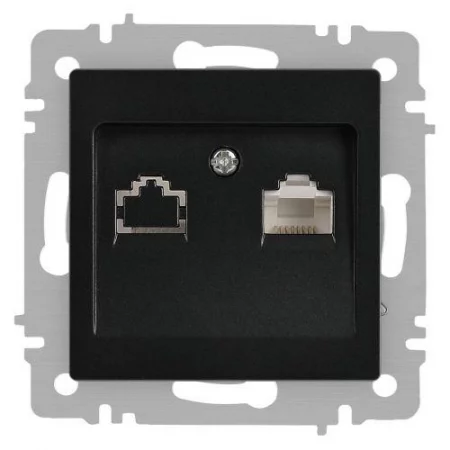 Розетка компьютерная 1-м СП Accent 6-303-05 RJ45 IP20 антрацит Intro 