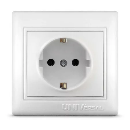 Розетка 1-м СП Севиль 16А IP20 с заземл. бел. UNIVersal 