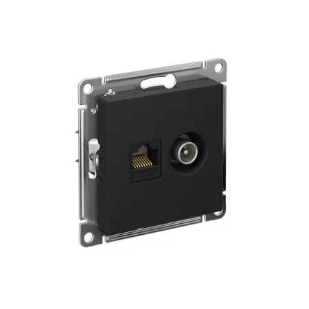 Розетка компьютерная + телевизионная 2-м СП AtlasDesign RJ45 кат.5E + TV механизм карбон SE 
