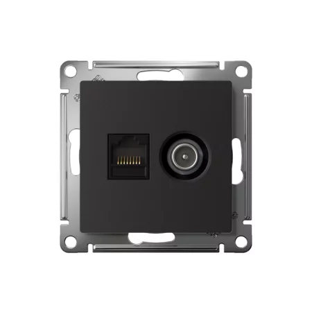 Розетка компьютерная + телевизионная 2-м СП AtlasDesign RJ45 кат.5E + TV механизм карбон SE 