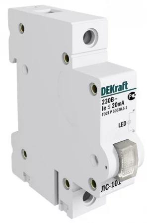 Лампа сигнальная ЛС-101 на DIN-рейку 1p красн. LED DEKraft 