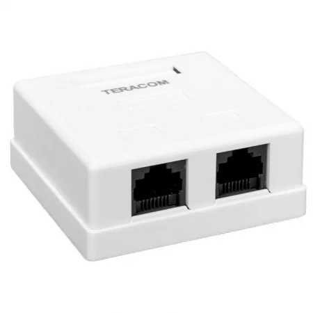 Розетка настенная TERACOM кат.5E неэкранированная 2 порта RJ-45 Dual IDC бел. EKF 