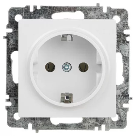 Розетка 1-м СП Accent 6-202-01 16А IP20 250В 2P+E Schuko AL/CU бел. Intro 