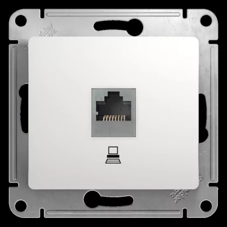 Розетка компьютерная 1-м СП Glossa RJ45 кат.5E механизм бел. SE 