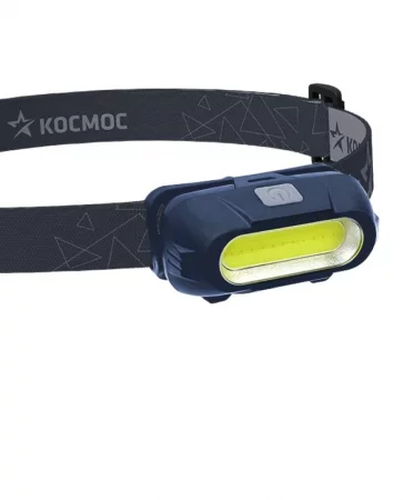 Фонарь аккумуляторный налобный 3Вт COB LED съемный Li-ion 18650 800мА.ч корпус ABS-пластик USB-шнур type C регулируемый эласт. ремешок КОСМОС 