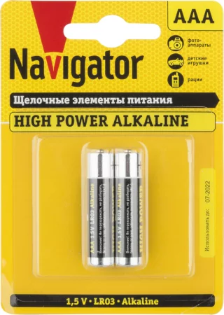 Элемент питания алкалиновый AAA/LR03 94 750 NBT-NE-LR03-BP2 (блист.2шт) Navigator 