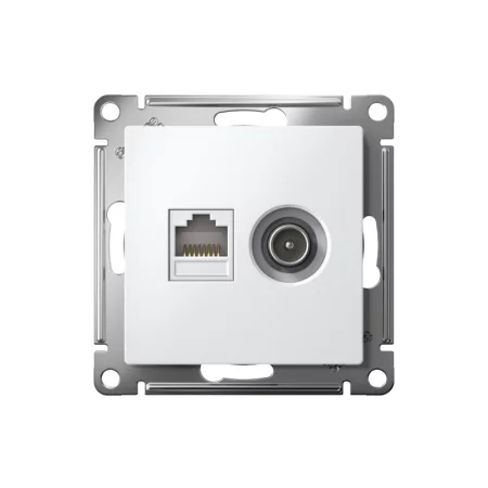 Розетка компьютерная + телевизионная 2-м СП AtlasDesign RJ45 кат.5E + TV механизм бел. SE 