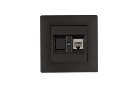 Розетка компьютерная CAT 5+гнездо Karea RIZZ STAR дым. металлик Makel 