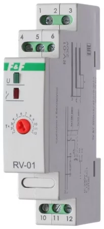 Реле времени RV-01 230В 16А задержка включ. 1..1200с 1перекл. IP20 монтаж на DIN-рейке F&F 