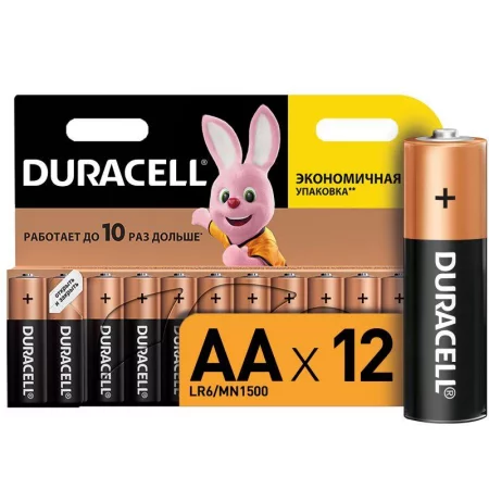 Элемент питания алкалиновый AA/LR6/MN 1500 Basic BP-12 (блист.12шт) Duracell 