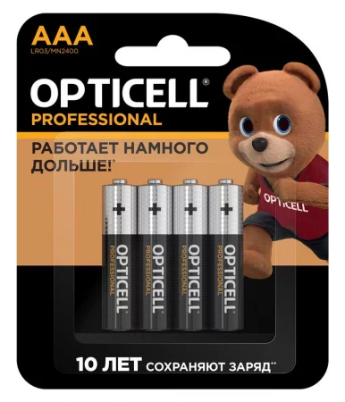 Элемент питания алкалиновый AAA/LR03 (блист. 4шт) Professional Opticell 5052002/