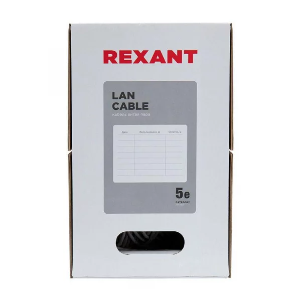 Кабель витая пара U/UTP кат.5E 2х2х24AWG solid CU PVC сер. (м) Rexant 