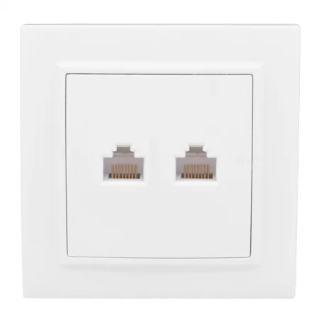 Розетка компьютерная + телефонная 2-м СП Минск RJ45 + Phone бел. Basic EKF 