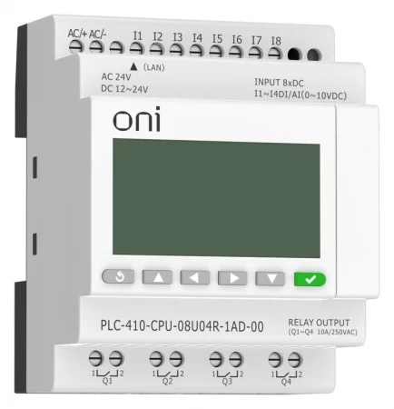 Модуль ЦПУ ПЛК 410 4 DI 4 UI (0-10 В/DI) 4 RO 12В-24В DC или 24В AC с Ethernet портом с экраном ONI 